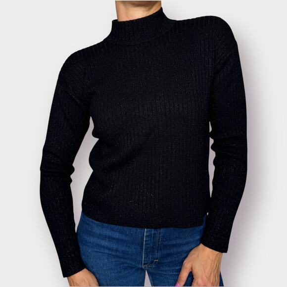 Vintage 90s Rena Rowen Black Mockneck Sweater - Picture 1 of 5